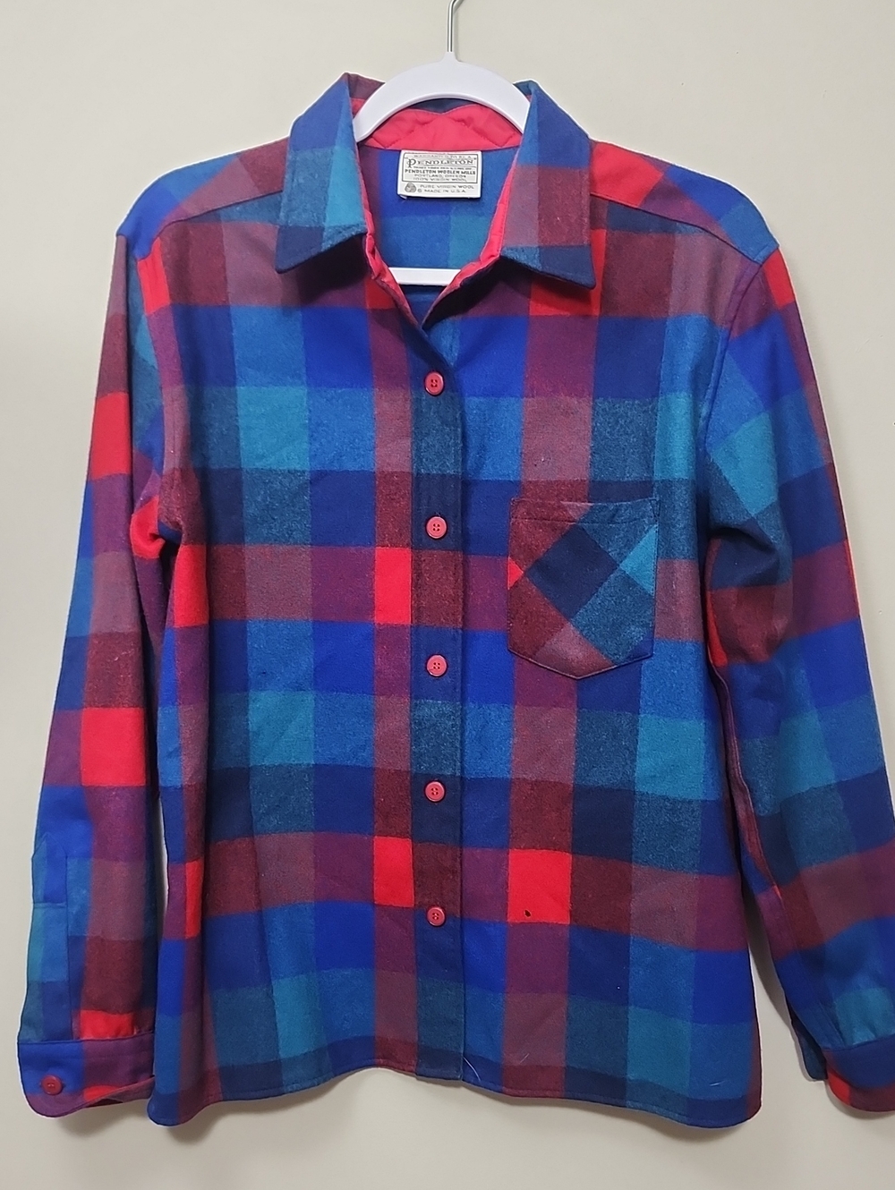 Vintage Pendleton Wool Flannel Button Down Plaid Grunge Shacket 90s Cabincore LG